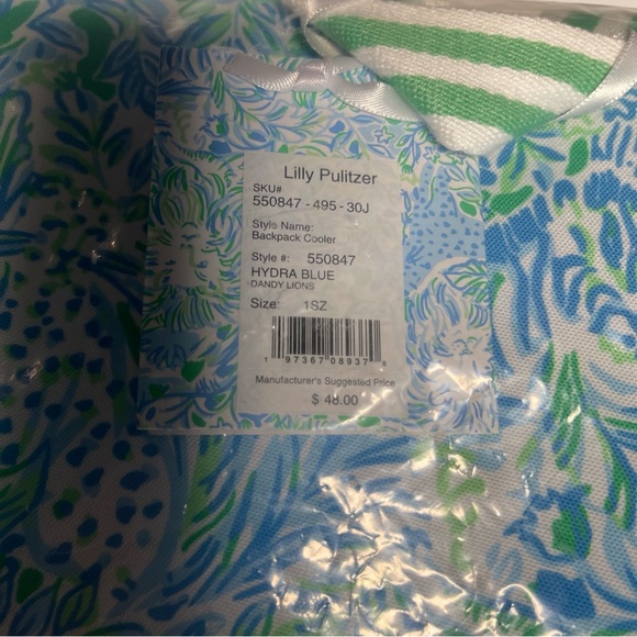 NWT Lilly Pulitzer Backpack Cooler HYDRA BLUE Dandy Lions Insulated - Picture 7 of 12